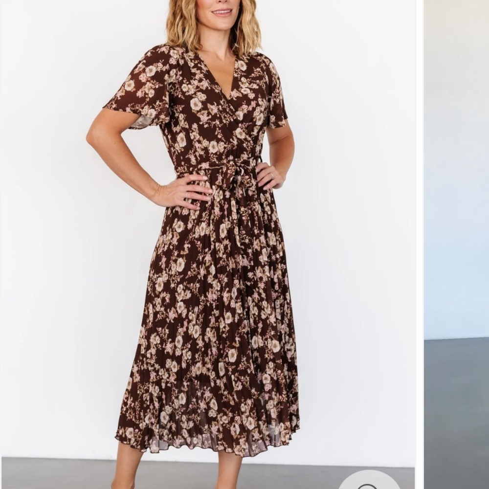Baltic Born Floral Chocolate Midi Dress